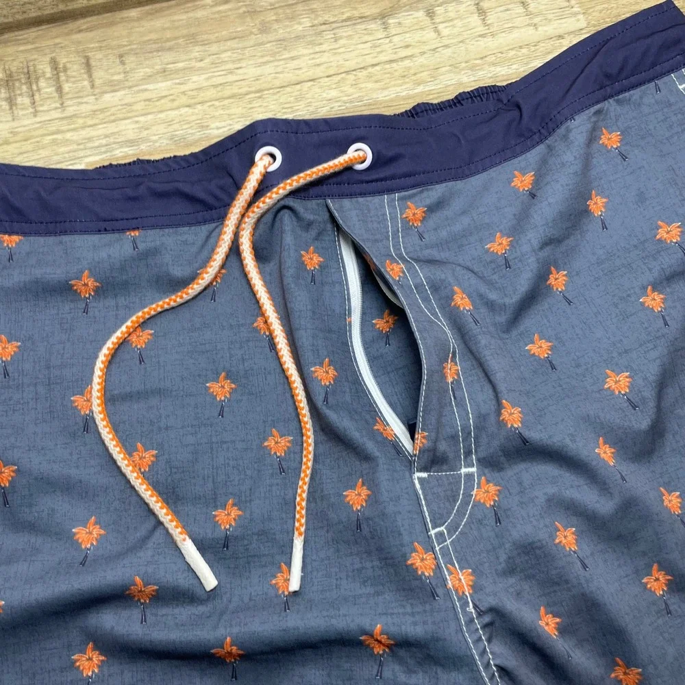 Johnnie-O Mens Bonita Palm Tree Swim Trunks Twilight Blue JMSS2420 XXL NEW